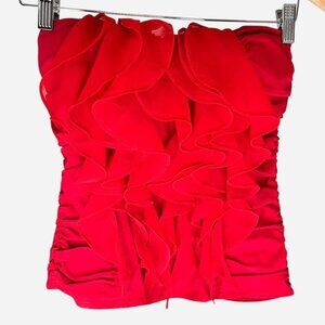 Red ruffled tube top / corset